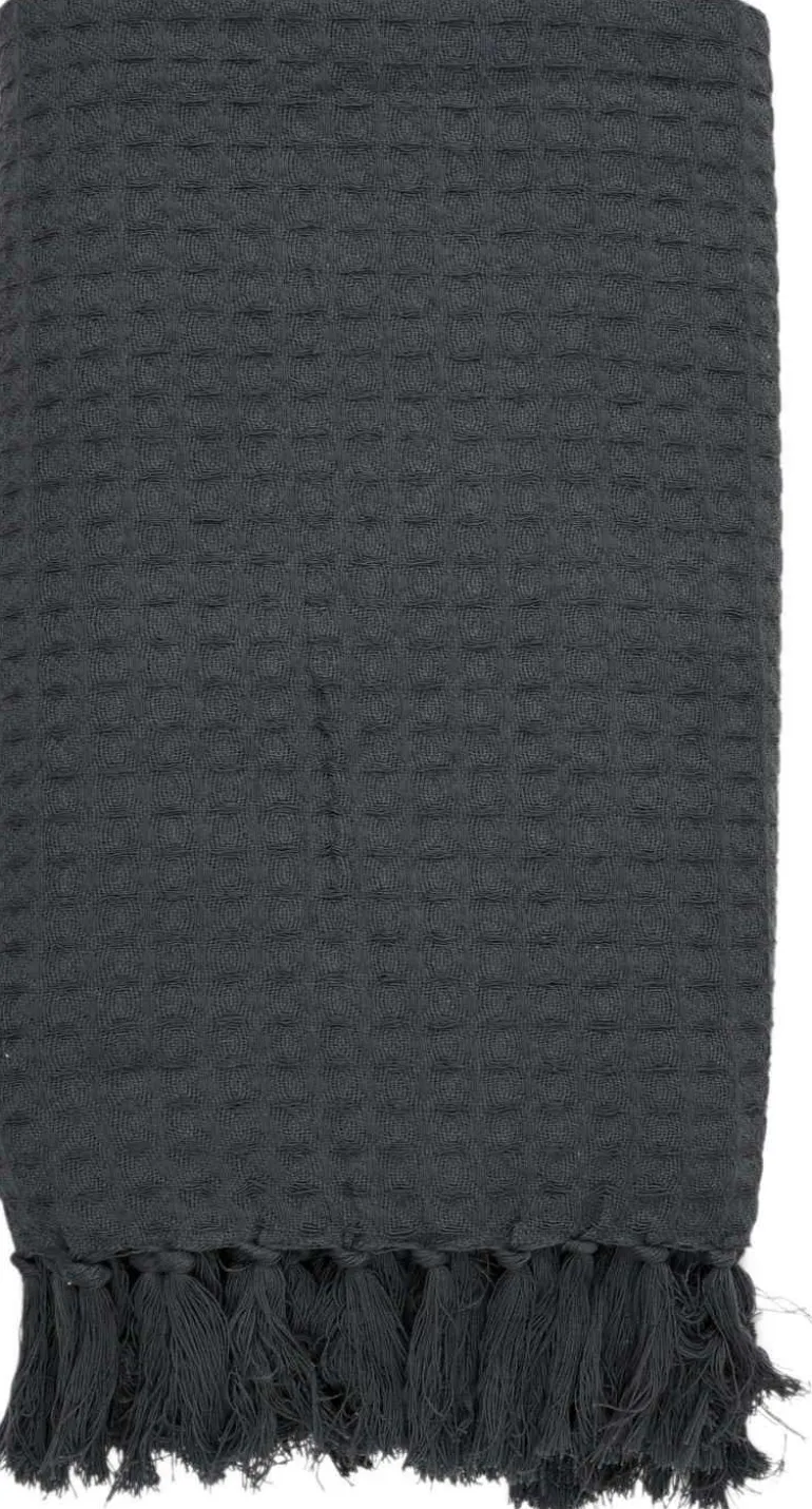 Jeté de canapé gaufré en coton 130 x 160 cm (Gris anthracite)