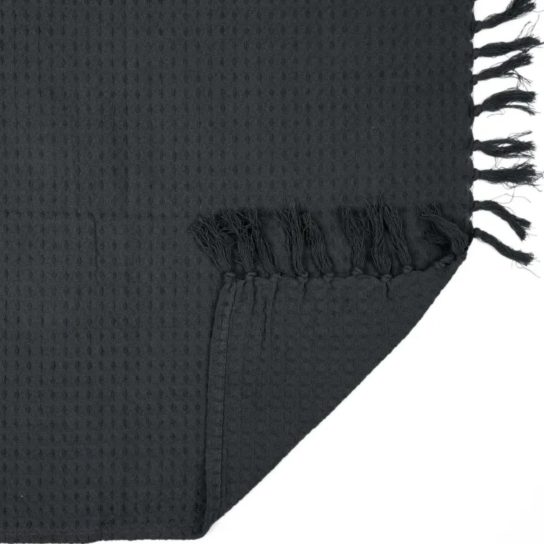 Jeté de canapé gaufré en coton 130 x 160 cm (Gris anthracite)