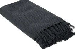 Jeté de canapé gaufré en coton 130 x 160 cm (Gris anthracite)