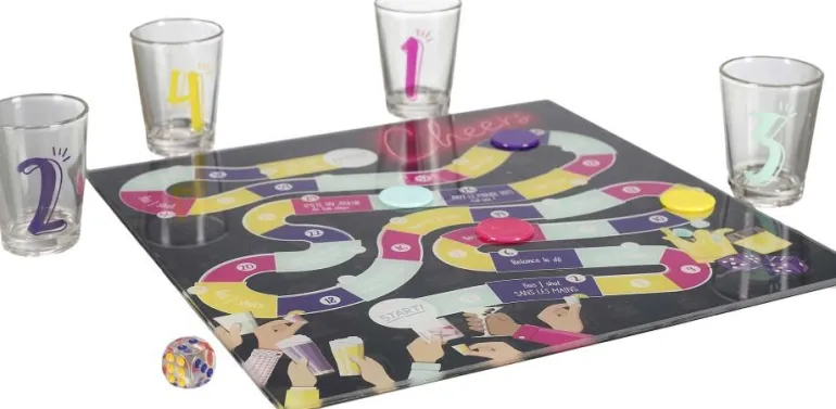 Jeu à boire jeu de plateau avec 4 shooters