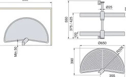 Jeu de plateaux tournants demi-lune blanc Shelvo (Plateaux de 65 cm)