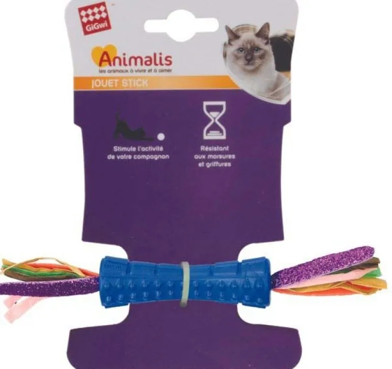 Jouet chat Stick coloré plume double