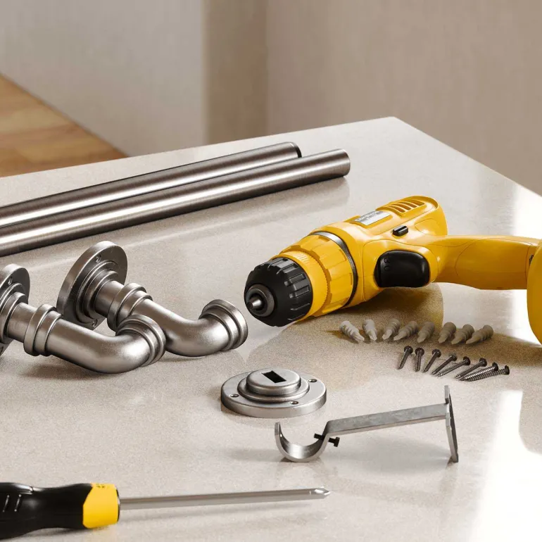 Kit tringle à rideaux extensible Pipe (Extensible de 168 à 305 cm)