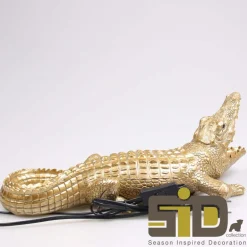 Lampe animal doré en résine (Crocodile)