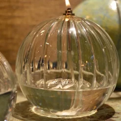 Lampe à huile en verre strié Sphere (13 x 14 cm)