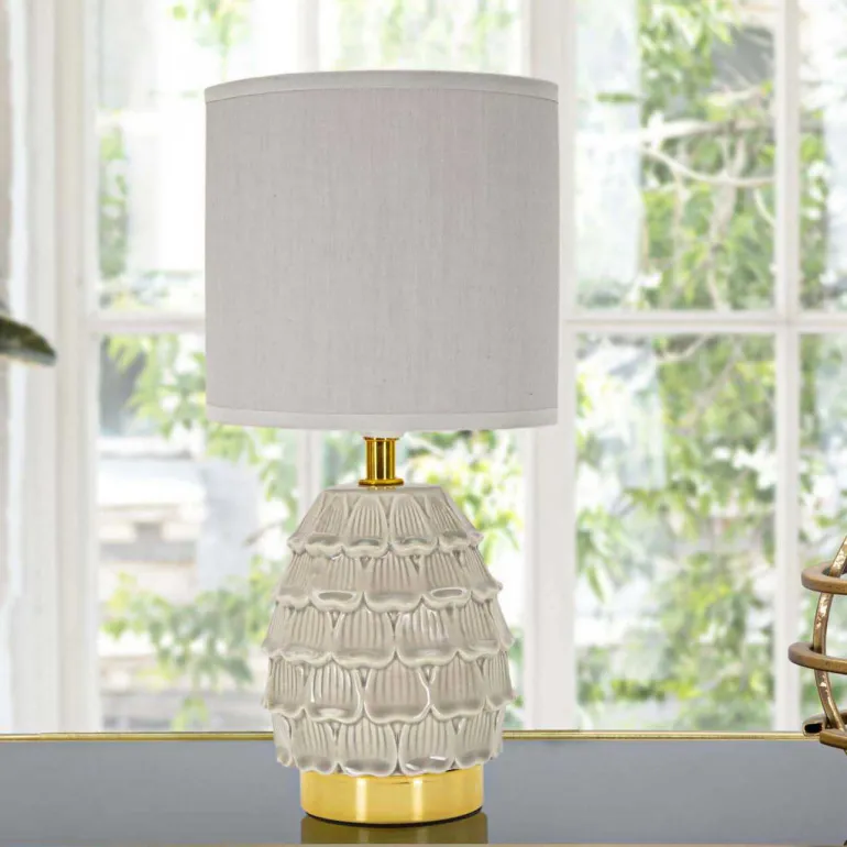 Lampe à poser en céramique et métal Pigny 15 x 30.5 cm (Crème)