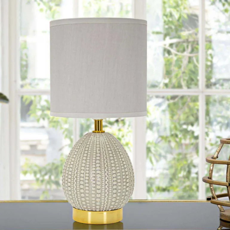 Lampe à poser en céramique et métal Flavi 15 x 30.5 cm (Gris)