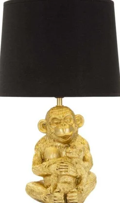 Lampe à poser en métal doré Monkey mum 30 x 49 cm