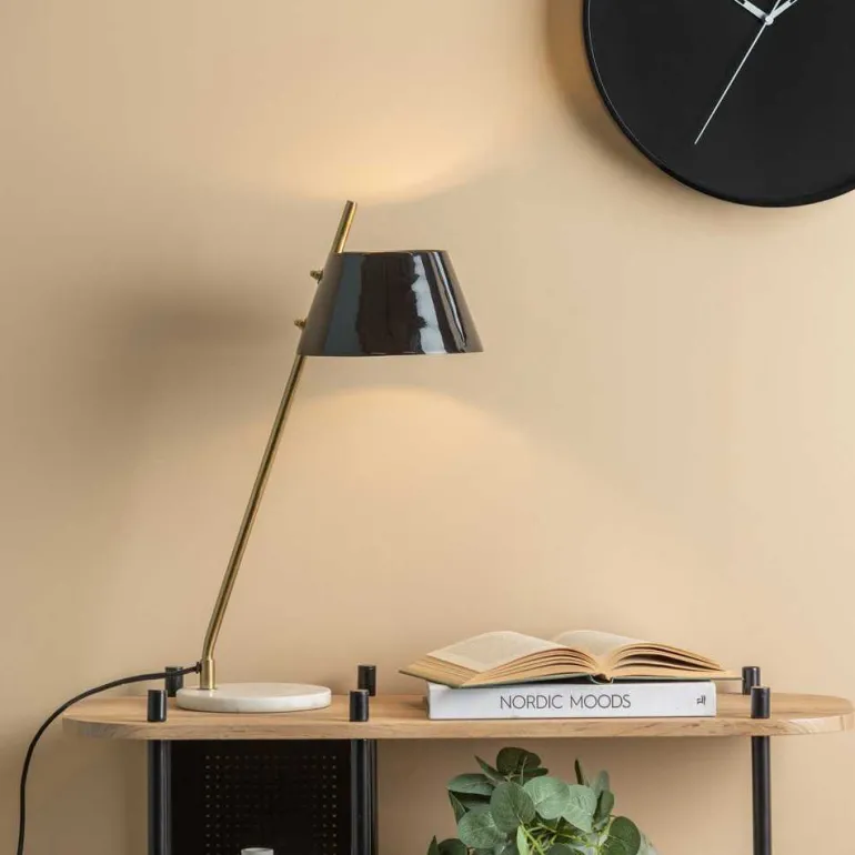 Lampe à poser en métal et marbre Savvy (Noir)