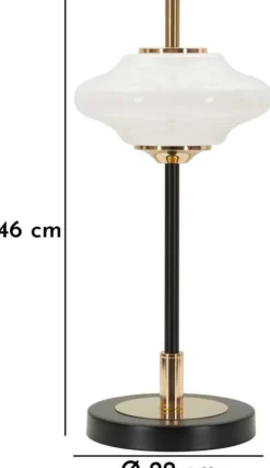 Lampe à poser en métal et verre 22 x 46 cm Vintage