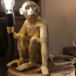 Lampe à poser en polyrésine Monkey 33 x 33 x 32 cm (Doré)
