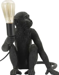 Lampe à poser en polyrésine Monkey 33 x 33 x 32 cm (Noir)
