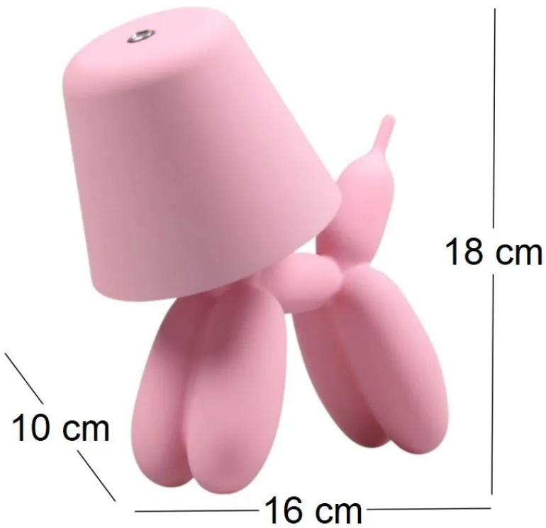 Lampe à poser led Balloon dog 16 x 10 x 18 cm (Rose)