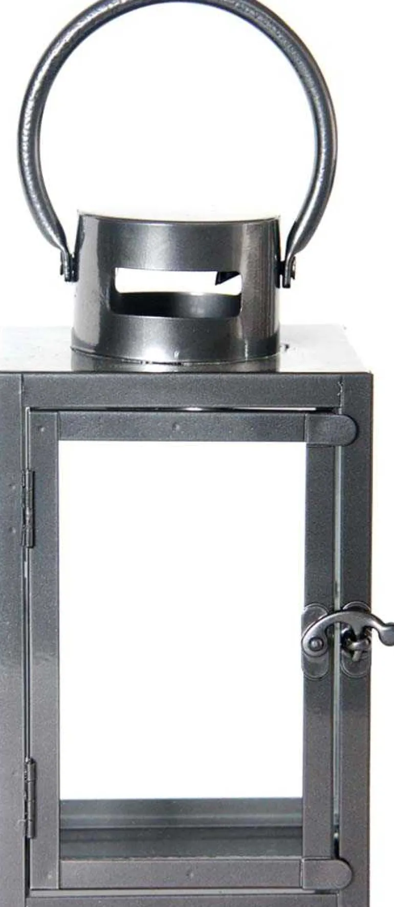 Lanterne en fer anthracite et verre (12 x 12 x 23 cm)