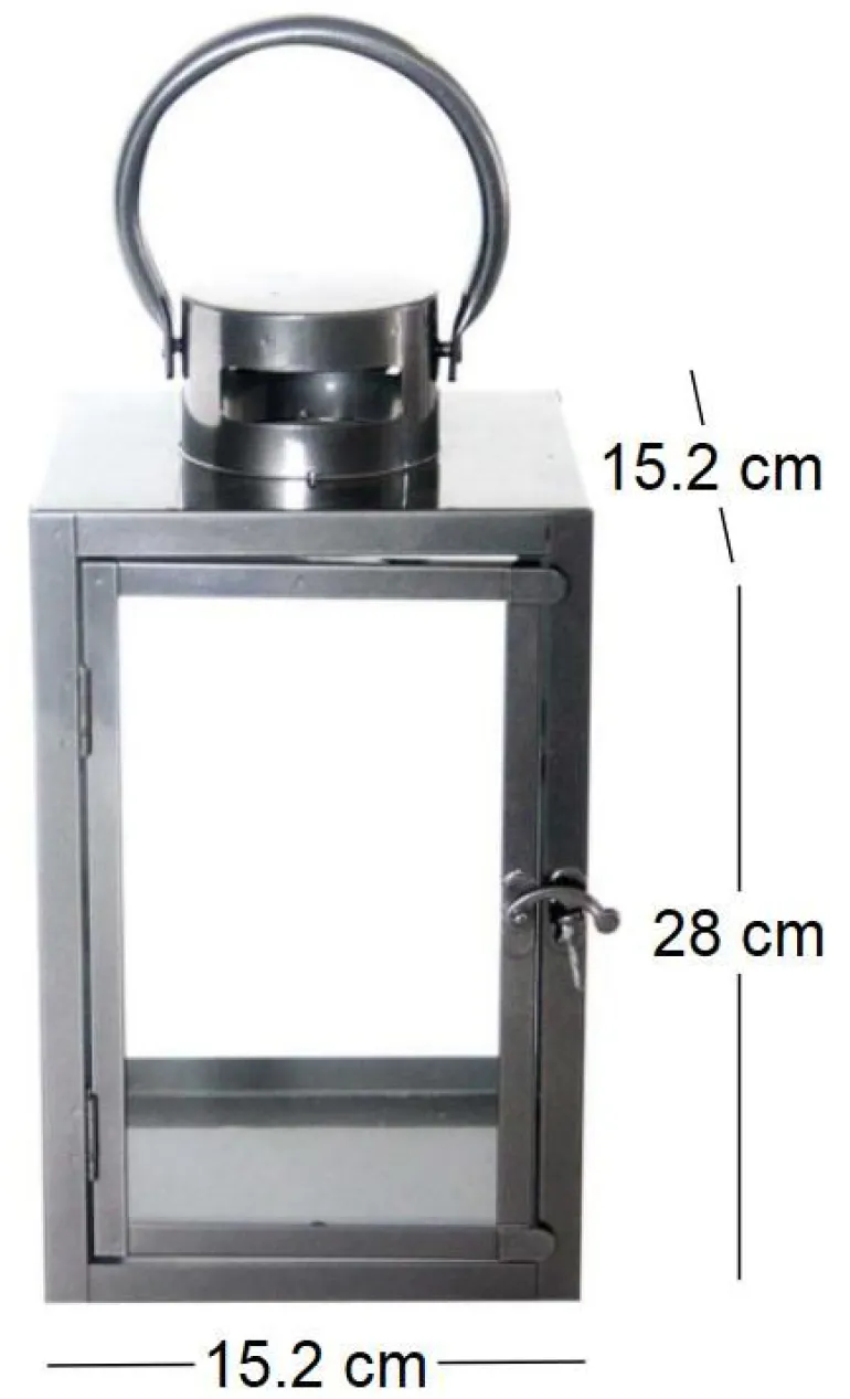Lanterne en fer anthracite et verre (15 x 15 x 28 cm)