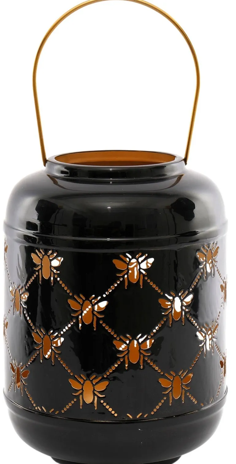 Lanterne ronde ajourée en métal Abeille (14 x 25 cm)