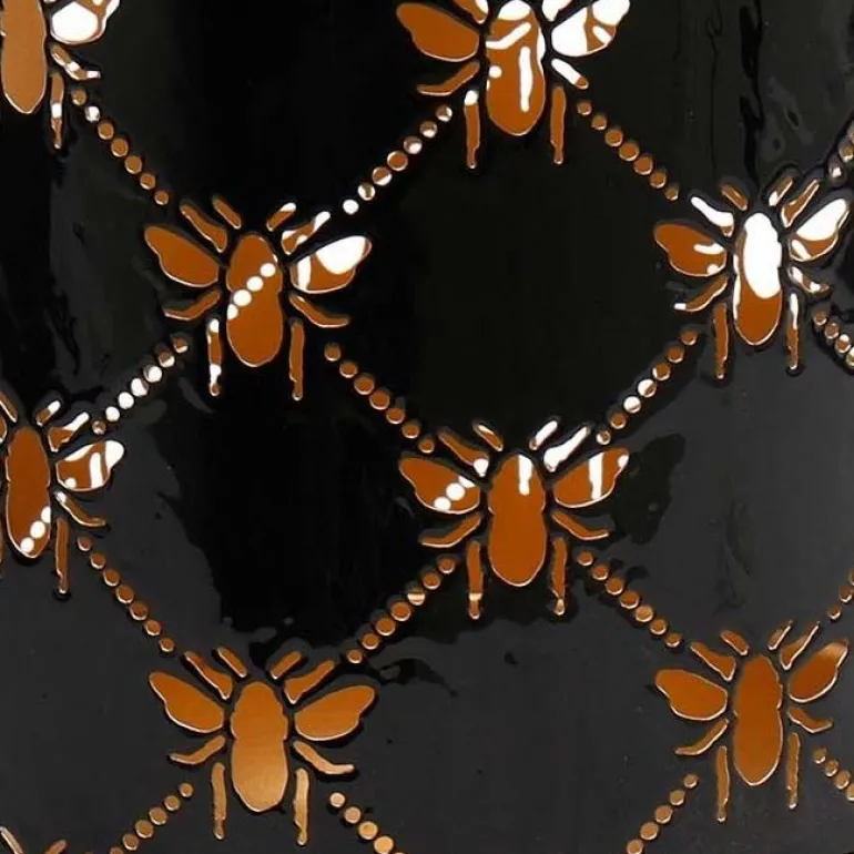 Lanterne ronde ajourée en métal Abeille (14 x 25 cm)