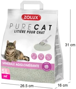 Litière agglomérante parfum floral Purecat (5 litres)