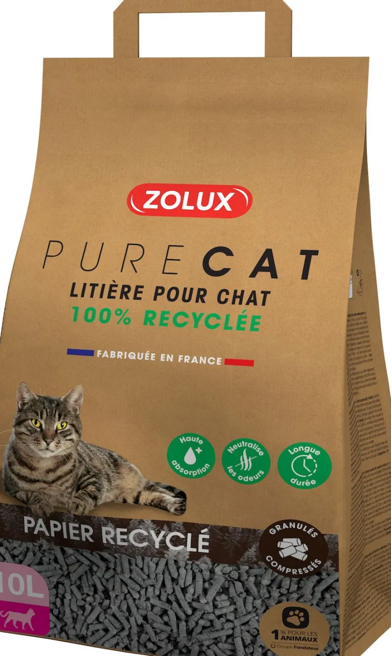 Litière éco conçue en papier recyclé Purecat (10 litres)
