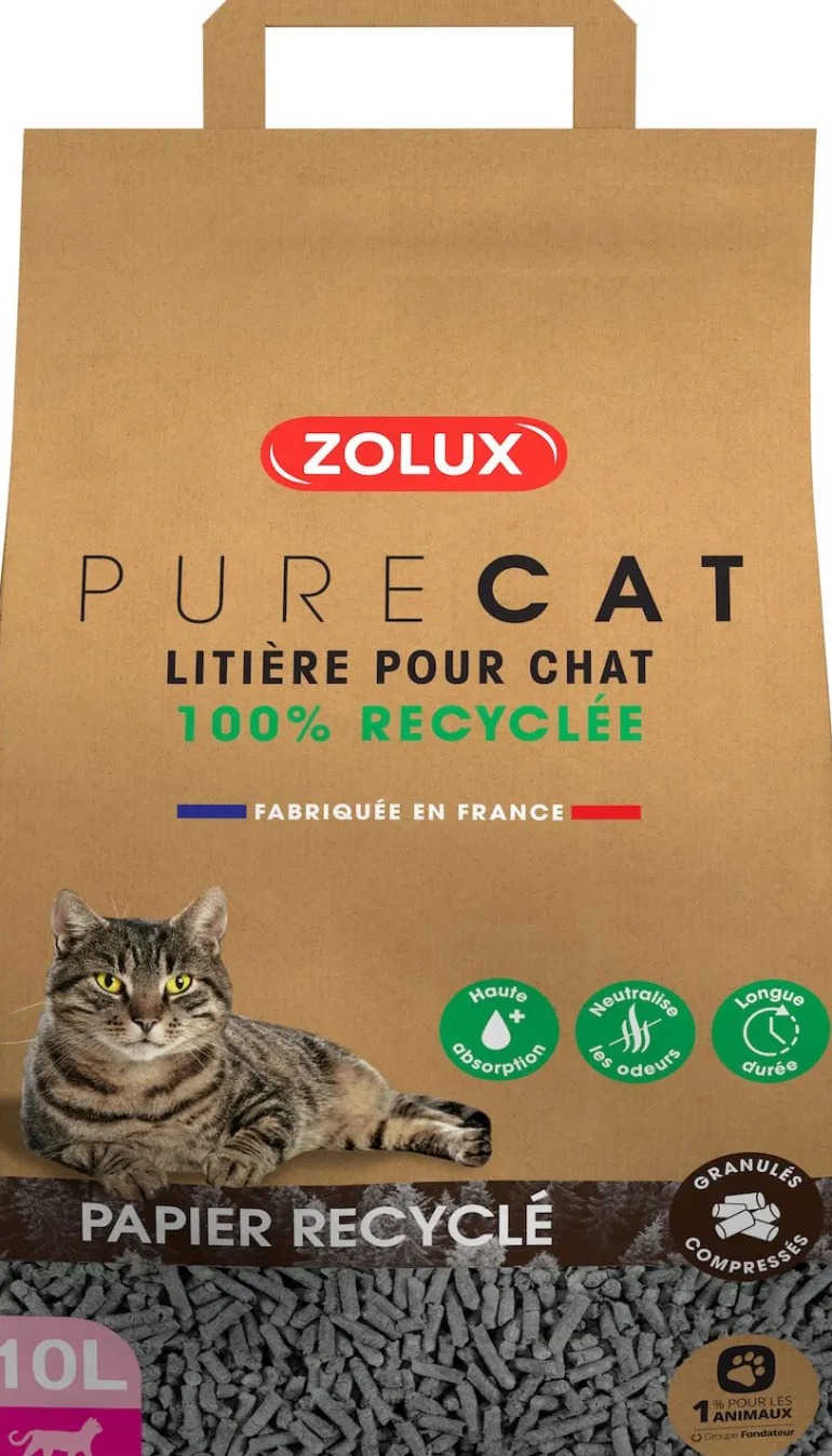 Litière éco conçue en papier recyclé Purecat (10 litres)