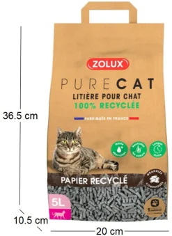 Litière éco conçue en papier recyclé Purecat (5 litres)
