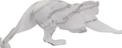 Léopard en résine effet marbre blanc