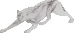 Léopard en résine effet marbre blanc