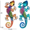 (Lot de 2)Gecko décoratif en métal et verre avec points colorés