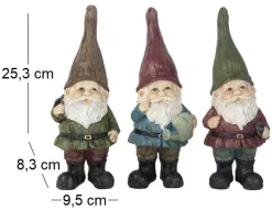 Lot nains de jardin assortis en résine (25 cm)