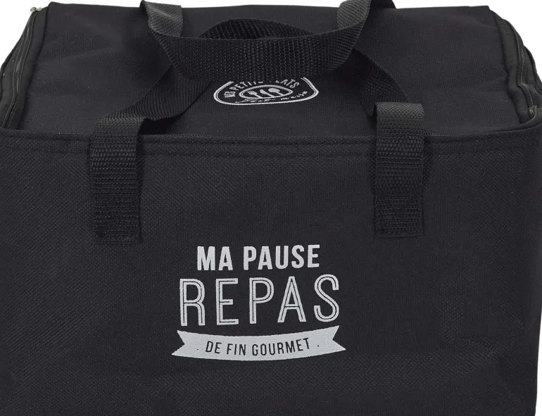 Lunch bag fraicheur 2.6 litres (noir inscription "ma pause repas")