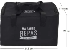 Lunch bag fraicheur 2.6 litres (noir inscription "ma pause repas")
