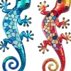 Lézard décoratif en métal et verre avec mosaique (Lot de 2)