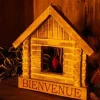 Maison en bois de peuplier coeur rouge Bienvenue