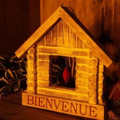 Maison en bois de peuplier coeur rouge Bienvenue