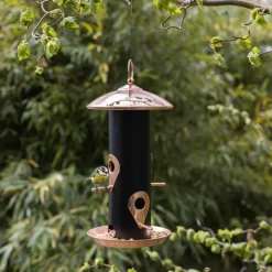 Mangeoire à oiseaux (Plaqué cuivre et noir - graines)