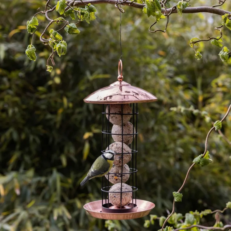 Mangeoire à oiseaux (Plaqué cuivre - boules de graisses)