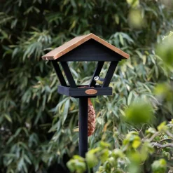 Mangeoire à oiseaux sur pique en pin et cuivre
