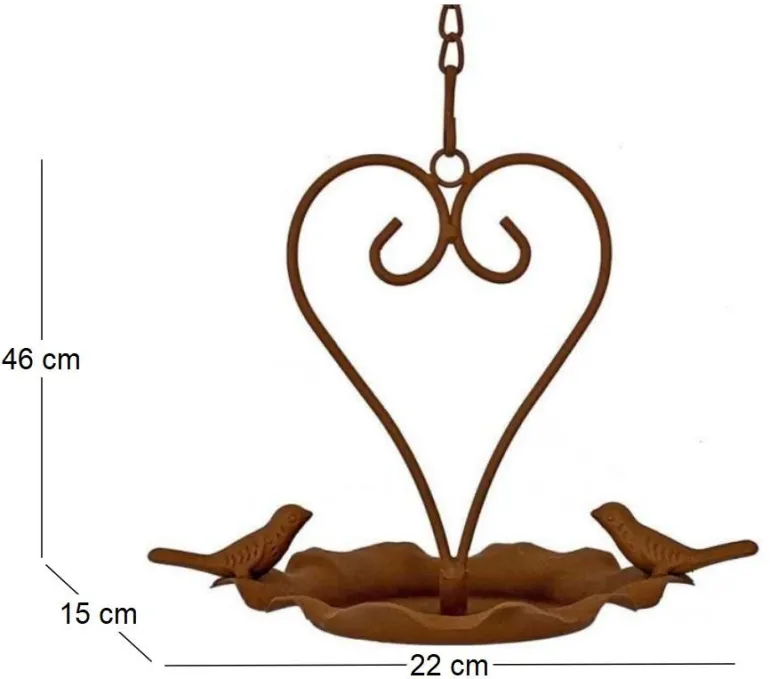 Mangeoire oiseaux suspendue Love 22 x 15 x 46 cm