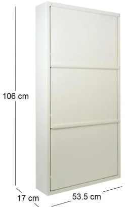 Meuble range chaussures en acier 3 abattants Brice (Blanc)