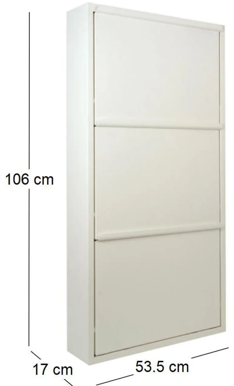 Meuble range chaussures en acier 3 abattants Brice (Blanc)