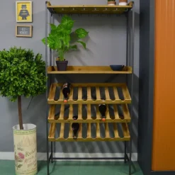 Meuble à vin en bois et métal 84 x 30 x 170 cm
