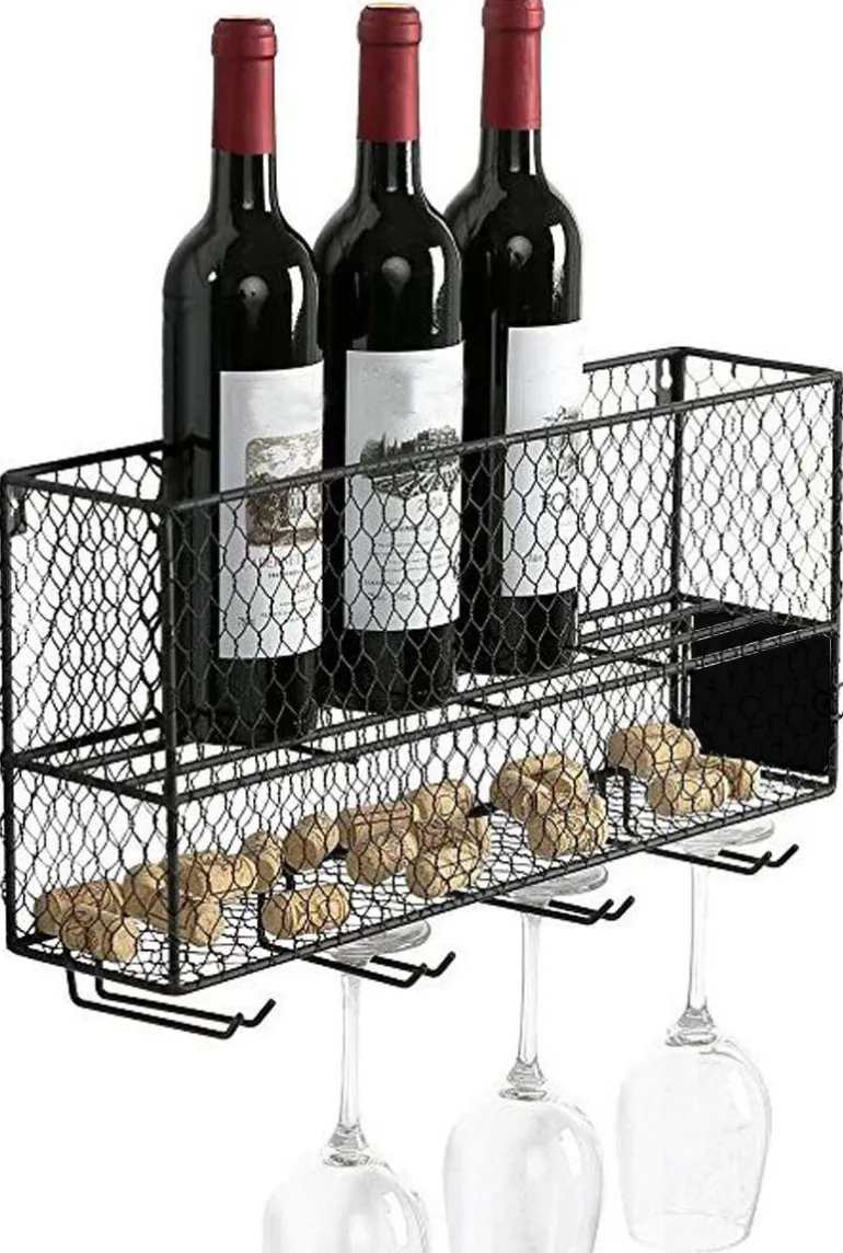 Mini bar à vin à suspendre en métal ajouré