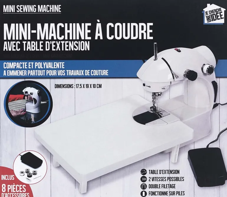 Mini machine à coudre avec table d'extension