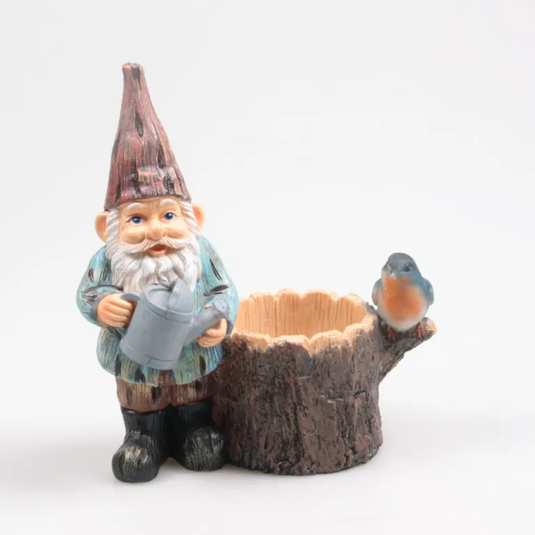 Mini nain de jardin en résine (Arrosoir souche)