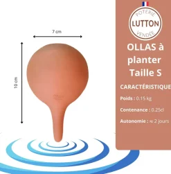 Mini ollas à planter en argile (Bleu canard)