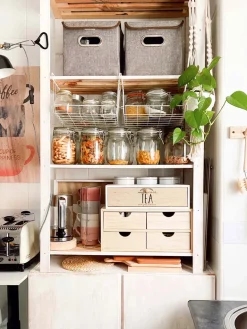 Mini rangement bloc en pin brut avec tiroirs (4 tiroirs)