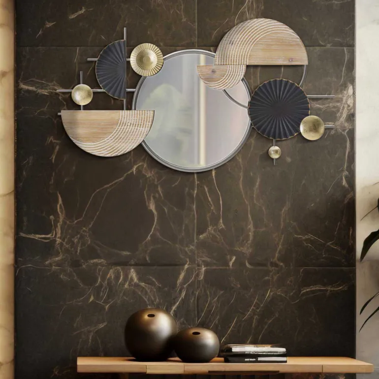 Miroir avec décorations en métal et mdf Abstract 90.2 x 5.1 x 50.2 cm