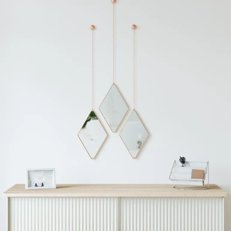 Miroir design suspendu Dima (Lot de 3) (Cuivre)