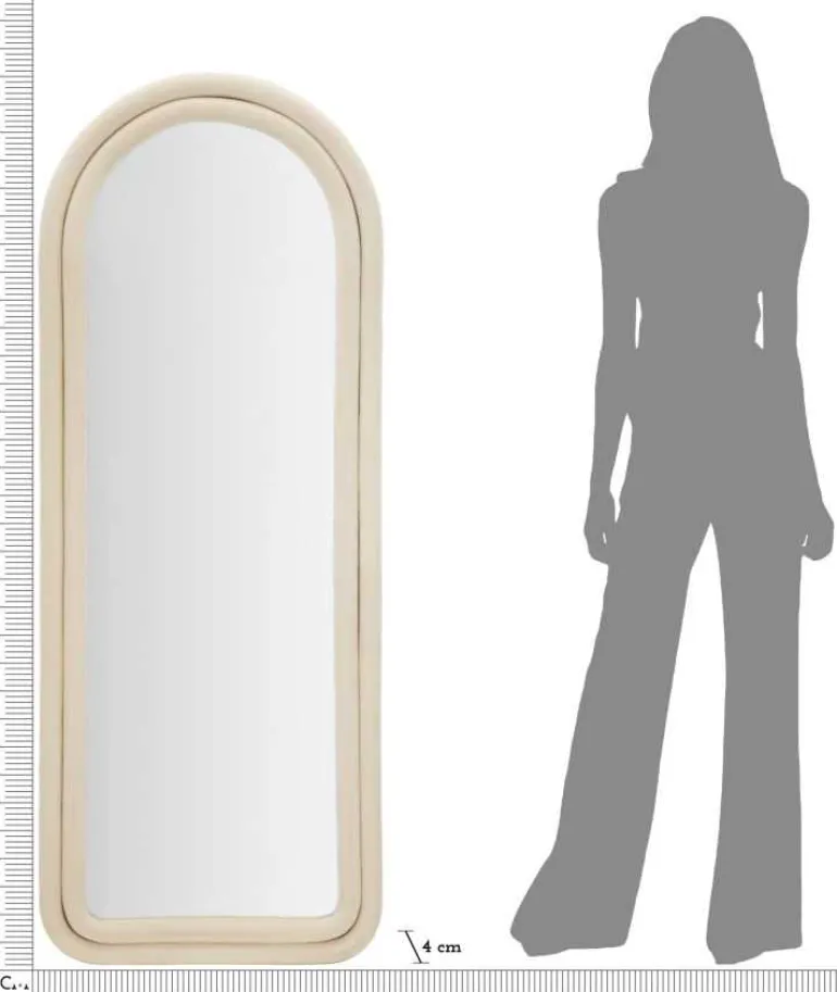 Miroir mural en velours Cloé 60 x 4 x 160 cm (Crème)
