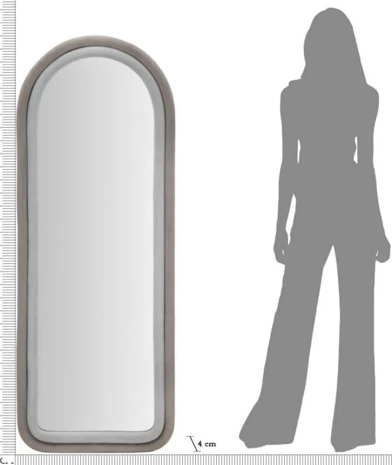 Miroir mural en velours Cloé 60 x 4 x 160 cm (Gris)